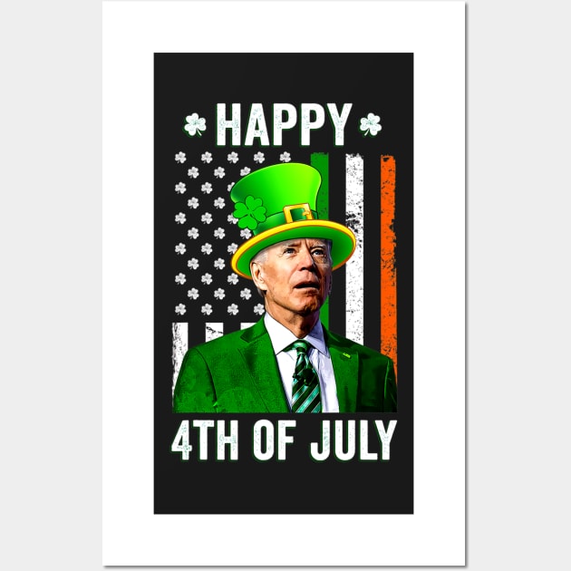 Happy 4th Of July Confused Funny Joe Biden St Patricks Day Wall Art by nickymax915